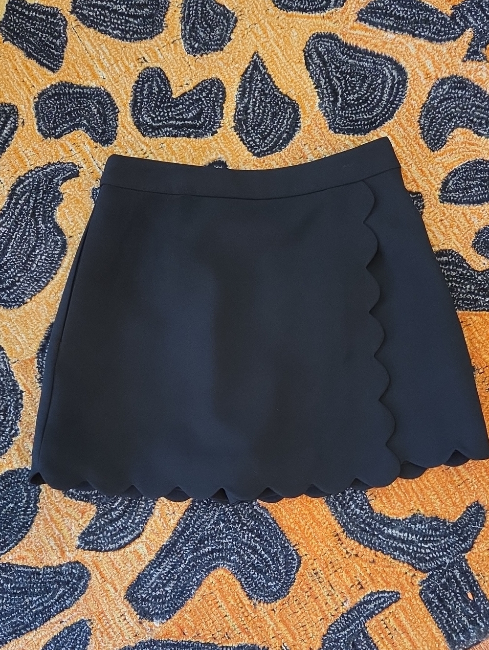 NWOT English Factory Black Scalloped Hem Mini Skirt